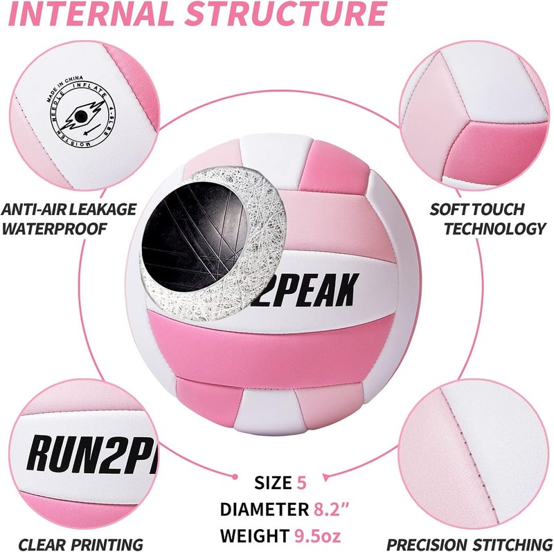 RUN2PEAK Soft Touch Volleyball Ball Gifts for Teen Girls Kids Youth Team Beginners Durable Volleyballs for Outdoor Indoor Beach Pool Water Play Official Size 5 Training Practice Volley Ball - Image 5